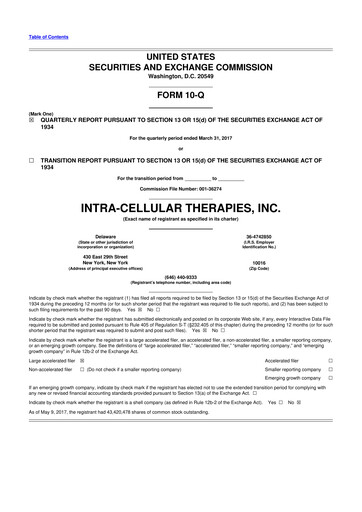 Thumbnail Intra-Cellular Therapies 10-Q Quarterly Report FY2017 