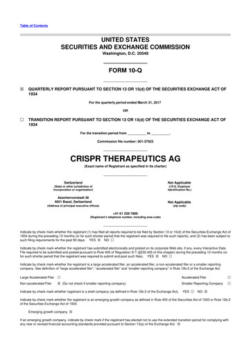 Thumbnail CRISPR Therapeutics 10-Q Quarterly Report FY2017 