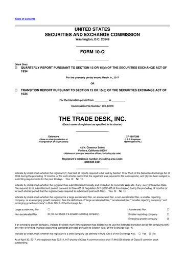 Thumbnail The Trade Desk
 10-Q Quarterly Report FY2017 