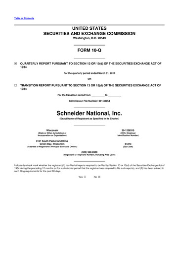 Thumbnail Schneider National 10-Q Quarterly Report FY2017 