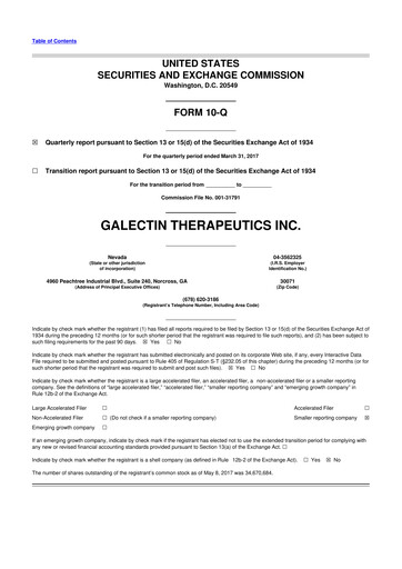 Thumbnail Galectin Therapeutics 10-Q Quarterly Report FY2017 