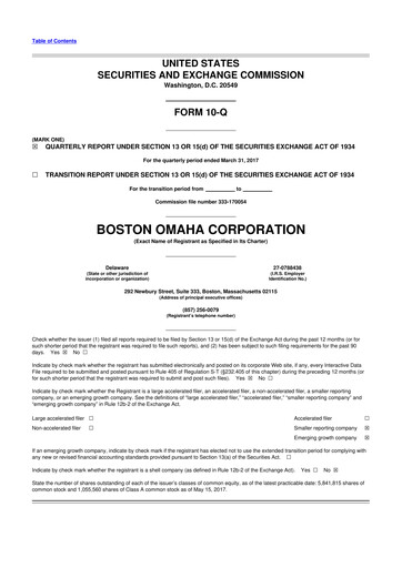 Thumbnail Boston Omaha 10-Q Quarterly Report FY2017 
