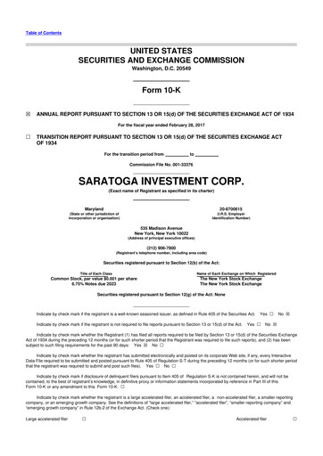 Thumbnail Saratoga Investment 10-K Annual Report 