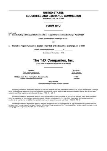 Thumbnail TJX Companies 10-Q Quarterly Report FY2018 