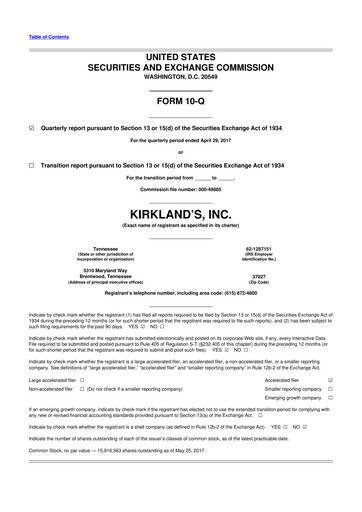 Thumbnail Kirkland's 10-Q Quarterly Report FY2017 