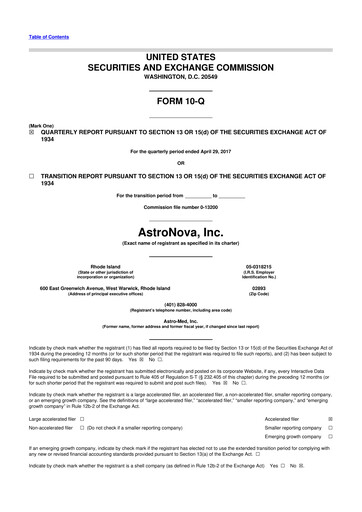 Miniature AstroNova, Inc. 10-Q Rapport trimestriel 2018 