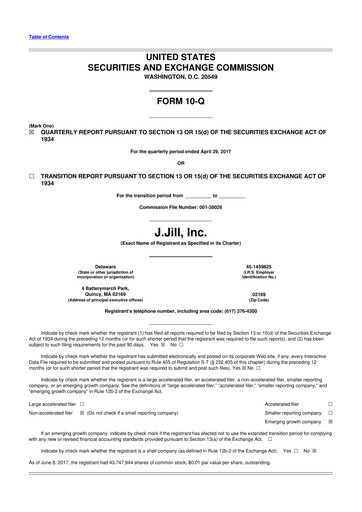 Miniature J.Jill
 10-Q Rapport trimestriel 2017 