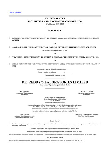 Vorschaubild Dr. Reddy's Laboratories 20-F Jahresbericht 