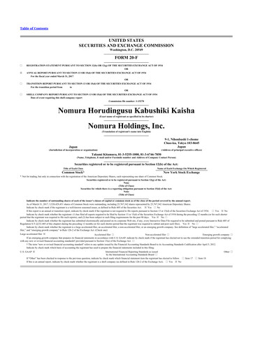 Vorschaubild Nomura Holdings 20-F Jahresbericht 2017