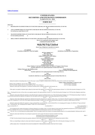 Thumbnail MakeMyTrip
 20-F Annual Report 