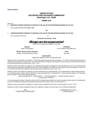 Miniature Snap-on 10-Q Rapport trimestriel 2017 
