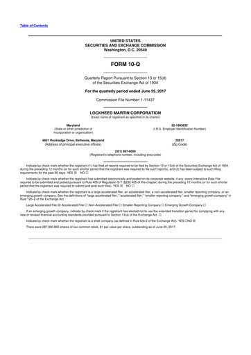 Thumbnail Lockheed Martin 10-Q Quarterly Report FY2017 