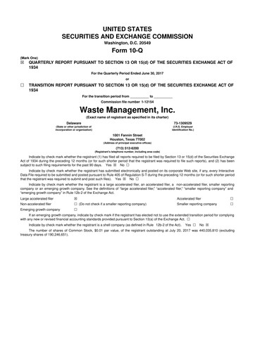 Thumbnail Waste Management 10-Q Quarterly Report FY2017 