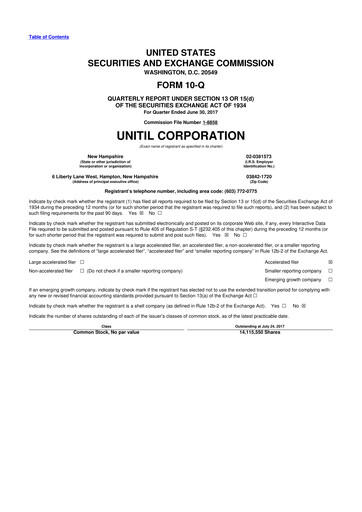 Thumbnail Unitil Corporation
 10-Q Quarterly Report FY2017 
