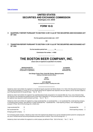 Thumbnail Boston Beer Company 10-Q Quarterly Report FY2017 
