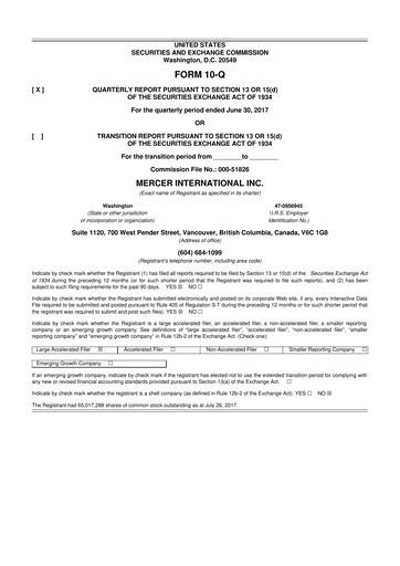 Thumbnail Mercer International 10-Q Quarterly Report FY2017 