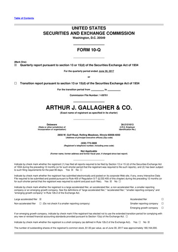 Thumbnail Arthur J. Gallagher & Co.
 10-Q Quarterly Report FY2017 