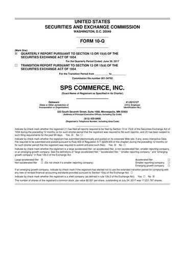 Thumbnail SPS Commerce
 10-Q Quarterly Report FY2017 