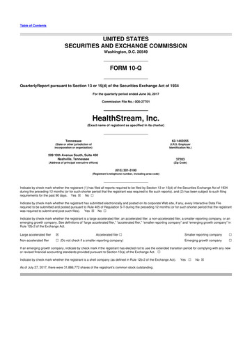Thumbnail HealthStream 10-Q Quarterly Report FY2017 
