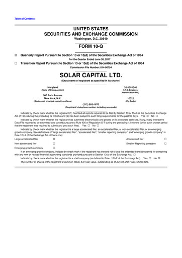 Vorschaubild SLR Investment 10-Q Quartalsbericht  