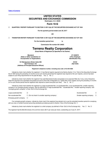 Vorschaubild Terreno Realty
 10-Q Quartalsbericht 2017 