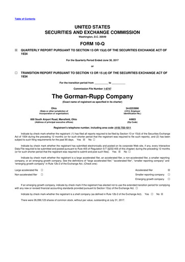 Vorschaubild Gorman-Rupp 10-Q Quartalsbericht 2017 