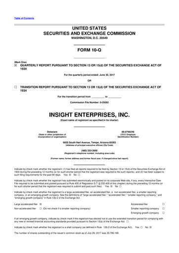 Thumbnail Insight Enterprises
 10-Q Quarterly Report FY2017 