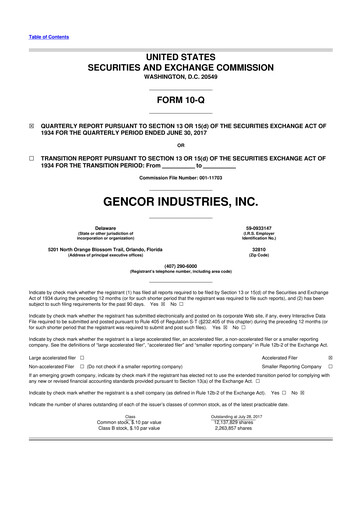 Miniature Gencor Industries
 10-Q Rapport trimestriel 2017 