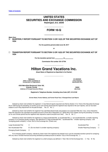 Thumbnail Hilton Grand Vacations
 10-Q Quarterly Report FY2017 