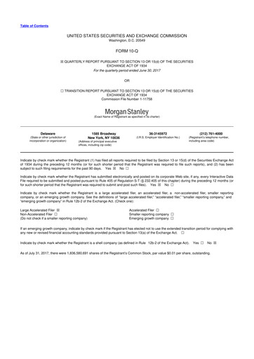 Thumbnail Morgan Stanley 10-Q Quarterly Report FY2017 