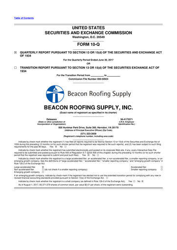 Vorschaubild Beacon Roofing Supply 10-Q Quartalsbericht 2017 