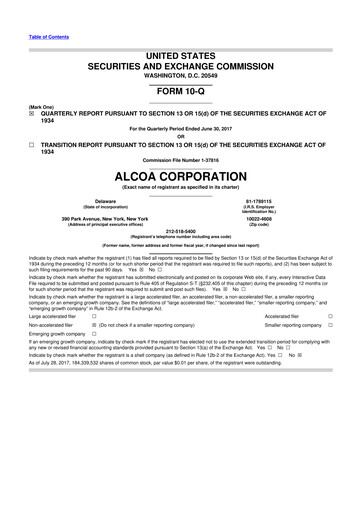 Miniature Alcoa 10-Q Rapport trimestriel 2017 