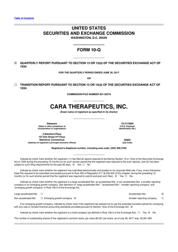 Thumbnail Cara Therapeutics
 10-Q Quarterly Report FY2017 