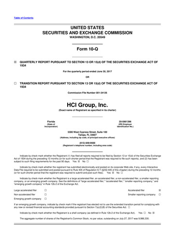 Thumbnail HCI Group
 10-Q Quarterly Report FY2017 