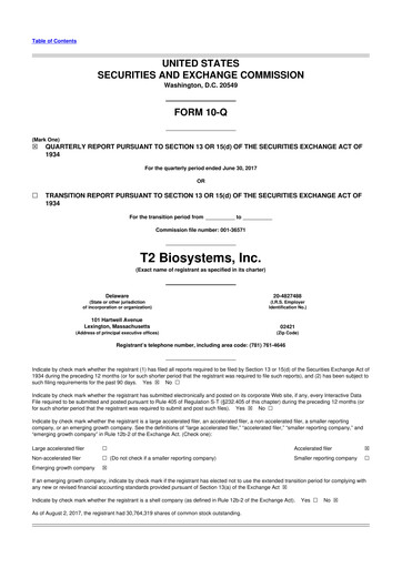 Thumbnail T2 Biosystems
 10-Q Quarterly Report FY2017 