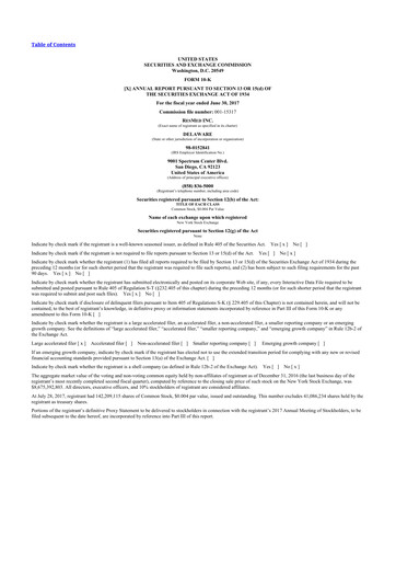 Miniature ResMed 10-K Rapport annuel 2017