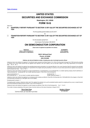 Thumbnail ON Semiconductor 10-Q Quarterly Report FY2017 
