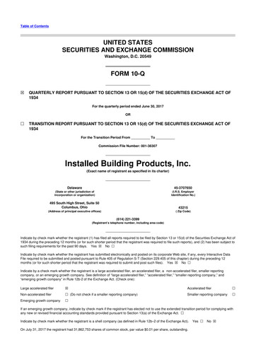 Vorschaubild Installed Building Products 10-Q Quartalsbericht 2017 