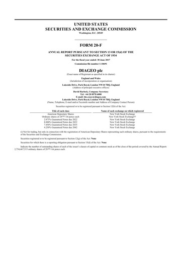 Miniature Diageo 20-F Rapport annuel 