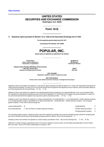 Thumbnail Popular, Inc. (Banco Popular de Puerto Rico) 10-Q Quarterly Report FY2017 