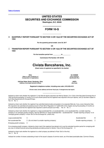 Vorschaubild Civista Bancshares
 10-Q Quartalsbericht 2017 