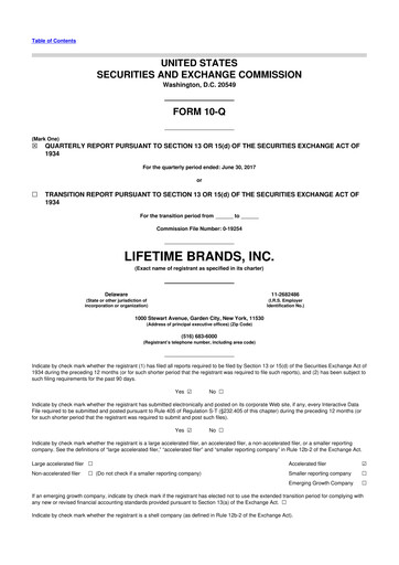 Miniature Lifetime Brands 10-Q Rapport trimestriel 2017 