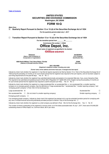 Thumbnail The ODP Corporation
 10-Q Quarterly Report FY2017 