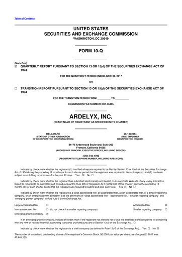 Thumbnail Ardelyx 10-Q Quarterly Report FY2017 