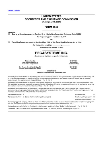 Thumbnail Pegasystems 10-Q Quarterly Report FY2017 
