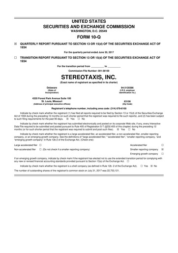 Vorschaubild Stereotaxis 10-Q Quartalsbericht 2017 