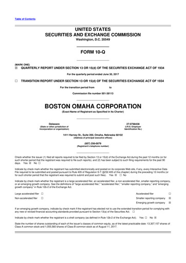 Thumbnail Boston Omaha 10-Q Quarterly Report FY2017 