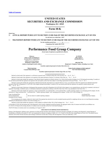 Thumbnail Performance Food Group 10-K Annual Report 2017