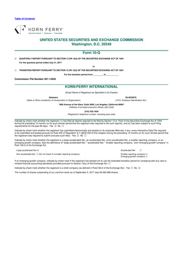 Thumbnail Korn Ferry
 10-Q Quarterly Report FY2018 