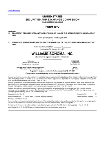 Thumbnail Williams-Sonoma 10-Q Quarterly Report FY2017 